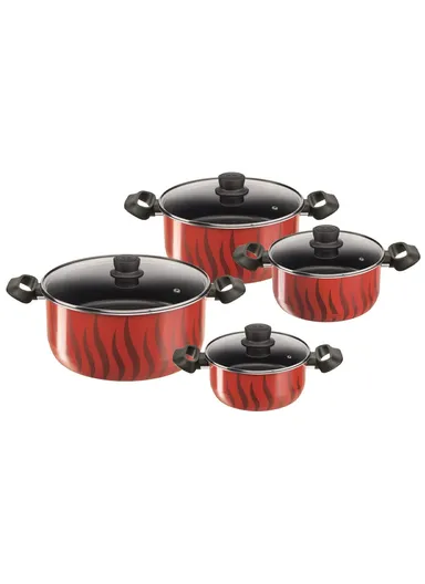 18/22/26/30cm 4 Pots 4 Lids Tempo Flame Non-Stick Aluminum Stewpots Cooking Set