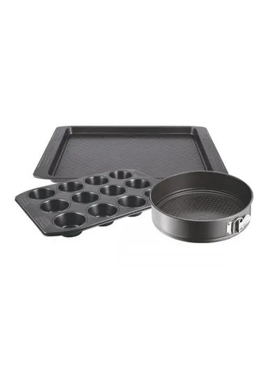 3 Pcs 12 Mini Muffins Mold Baking Tray &amp; 25cm Springform Carbon Steel Easy Grip Bakeware Set J162S385 