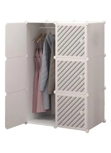 6 Cubes Waterproof DIY Plastic Storage Cabinet (W70 x D35 x H105)cm - White
