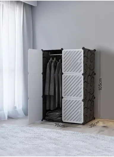 6 Cubes Waterproof DIY Plastic Storage Cabinet (W70 x D35 x H105)cm - White