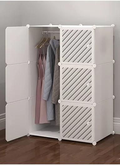 6 Cubes Waterproof DIY Plastic Storage Cabinet (W70 x D35 x H105)cm - White