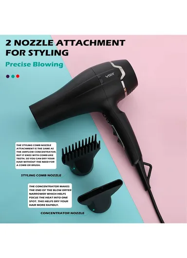 2400W 3 Heat Setting Professional Salon Series Hair Dryer AC Motor With Brusher V-450 (L29 x W9.5 x H28)cm
