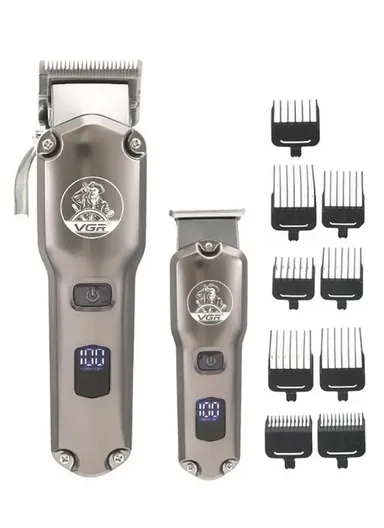 2-in-1 Professional Rechargeable Hair Clipper &amp; Trimmer, Cordless Clipper &amp; Trimmer Set with LED Display &amp; Accessories V-675 - Bronze