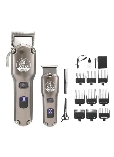 2-in-1 Professional Rechargeable Hair Clipper &amp; Trimmer, Cordless Clipper &amp; Trimmer Set with LED Display &amp; Accessories V-675 - Bronze