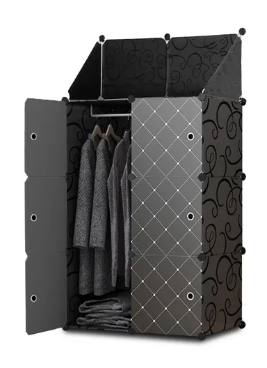 (W70 x D35 x H140)cm 3 Shelves 7 DIY Plastic Storage Cabinet With Cloth Storage