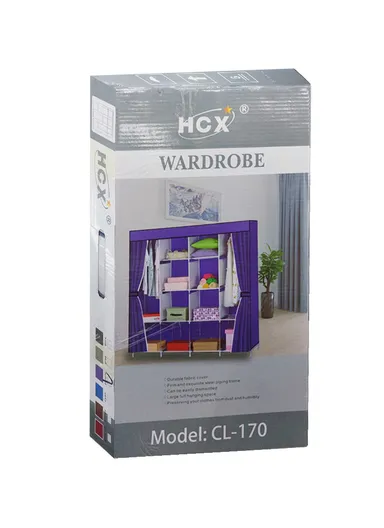 12 Shelves Fabric Collapsible Wardrobe Closet Storage With 4 Sides For Clothes Shoes Bags &amp; Accessories CL-170 (W170 x D45 x H170)cm - Navy Blue