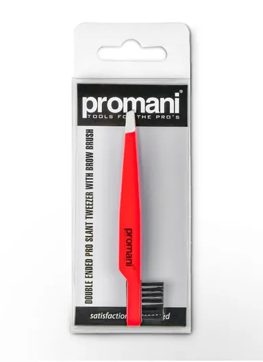 Promani Double Ended Pro Slant Tweezer With Brow Brush PR-929