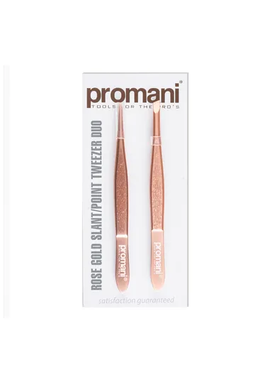 Promani Rose Gold Slant Point Tweezer Duo PR-928