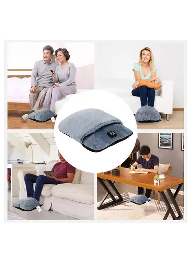 Electric Heated Foot Warmer Winter USB Fast Heating Feet Pad For Men &amp; Women (L36 x W32)cm - Grey