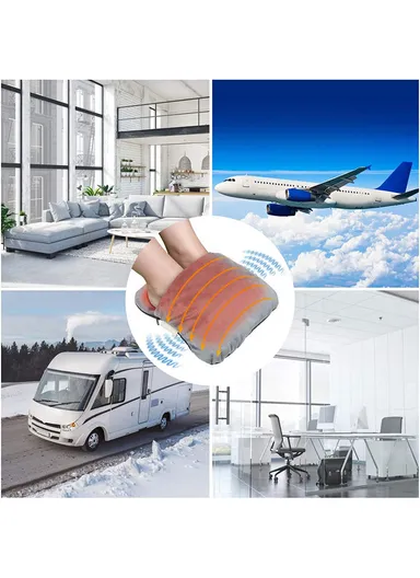 Electric Heated Foot Warmer Winter USB Fast Heating Feet Pad For Men &amp; Women (L36 x W32)cm - Grey