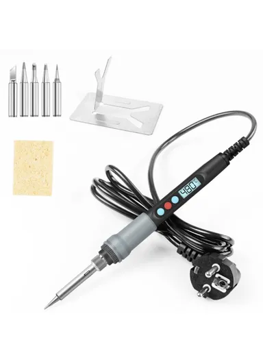 90W Electric Soldering Iron Kit Digital Adjustable Temperature Soldering Gun Auto Sleep Internal Ceramic Heating Welding Tools - EU Plug