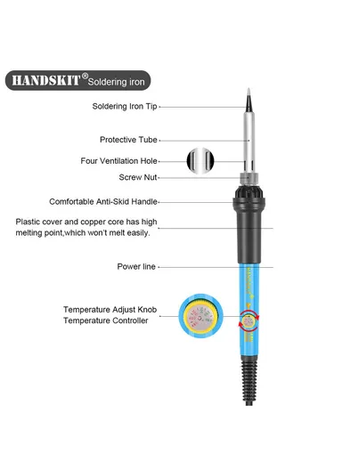 60W 220V Soldering Iron Kit Adjustable Temperature Soldering Gun Welding Tool With Digital Multimeter (L26.8 x W15.5 x T4.8)cm- EU Plug