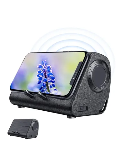 MS Wireless Magnetic Induction Phone Soundbar Stereo Music Speaker Phone Holder Stand Loudspeaker