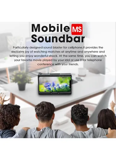 MS Wireless Magnetic Induction Phone Soundbar Stereo Music Speaker Phone Holder Stand Loudspeaker