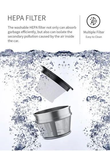 80W 2000mAh PC &amp; ABS Portable Powerful Suction Rechargeable Car Vacuum Cleaner (23.5 x D6.5)cm