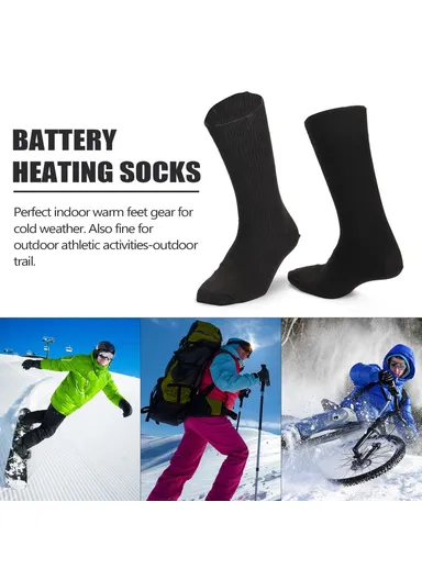 1Pair Heated Socks Battery Powered Cold Weather Thermal Heating Electric Heated Foot Warmer For Hunting Skiing Camping