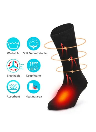 1Pair Heated Socks Battery Powered Cold Weather Thermal Heating Electric Heated Foot Warmer For Hunting Skiing Camping