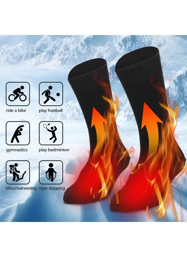 1Pair Heated Socks Battery Powered Cold Weather Thermal Heating Electric Heated Foot Warmer For Hunting Skiing Camping