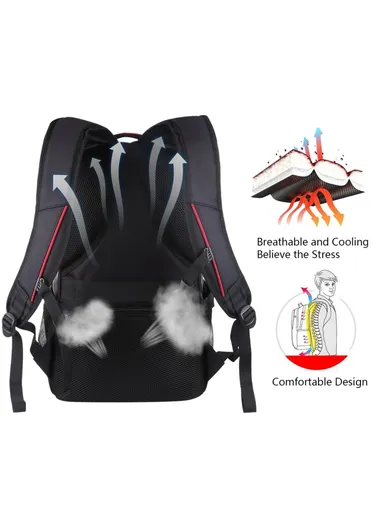 14W Outdoor Solar Powered Backpack Breathable Lightweight Dual Shoulder Bag With Charging &amp; Headset Port (L30 xW18 xH50)cm