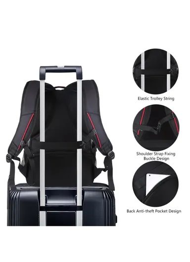 14W Outdoor Solar Powered Backpack Breathable Lightweight Dual Shoulder Bag With Charging &amp; Headset Port (L30 xW18 xH50)cm