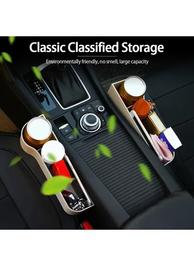 2 Pcs Multifunctional Car Seat Gap Storage Box Left/Right (L52 x W34 x H16)cm