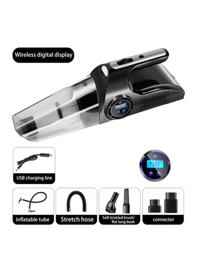 4 in-1 120W 2200mAh Vacuum Cleaner Digital Car Air Compressor Car Motorcycle Air Pump Lighting Tire Pressure Monitor A-117A - Wireless / Display
