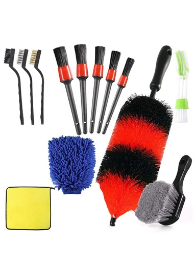 13 Pcs Car Detailing Cleaning Brushes Car Cleaning Tools Microfiber Towel Automobile Air Vents Wheel Wash Kit 
