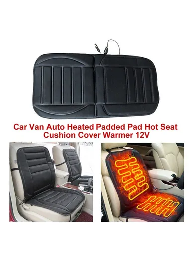 12V Car Van Auto Heated Padded Pad Non-Slip Hot Seat Cushion Cover Warmer