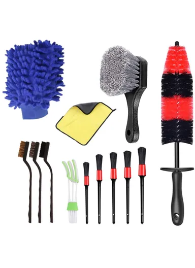 13pcs Car Detailing Cleaning Brushes Car Cleaning Tools Microfiber Towel Automobile Air Vents Wheel Wash Kit