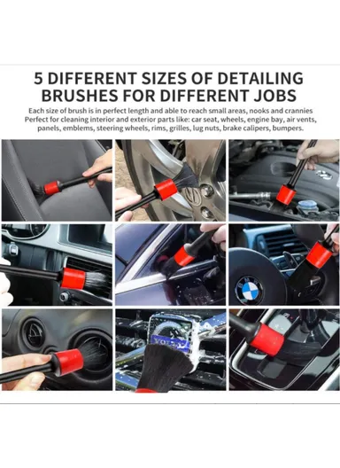 17pcs Car Wheel Tire Cleaning Brush Kit Long Soft Wheel Brush Microfiber Cloth Dirt Dust Clean Tools Set