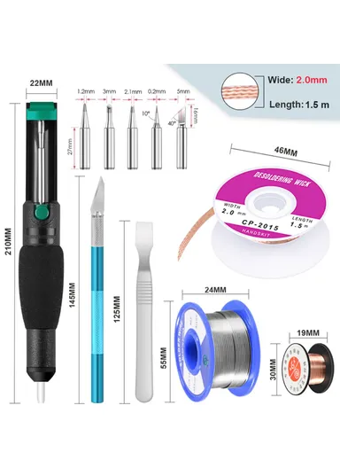 22 Pcs Soldering Iron Kit 220V 60W Electric Adjustable Temperature Soldering Iron With Soldering Tips Stand Tools - EU Plug