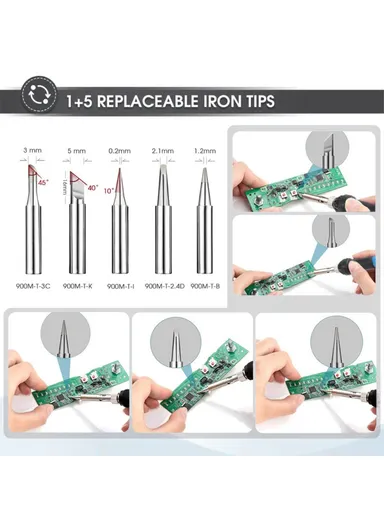 22 Pcs Soldering Iron Kit 220V 60W Electric Adjustable Temperature Soldering Iron With Soldering Tips Stand Tools - EU Plug