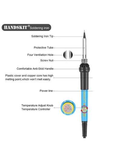 22 Pcs Soldering Iron Kit 220V 60W Electric Adjustable Temperature Soldering Iron With Soldering Tips Stand Tools - EU Plug