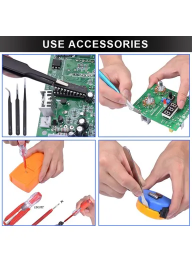 22 Pcs Soldering Iron Kit 220V 60W Electric Adjustable Temperature Soldering Iron With Soldering Tips Stand Tools - EU Plug