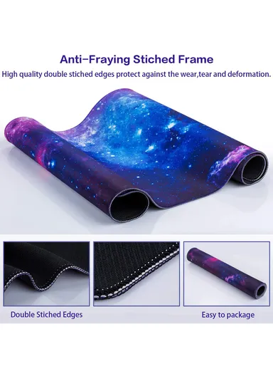 Patterned Super Large Size Soft Rubber Non-slip Gaming Mouse Pad (L40 x W90 x H0.2)cm - Black