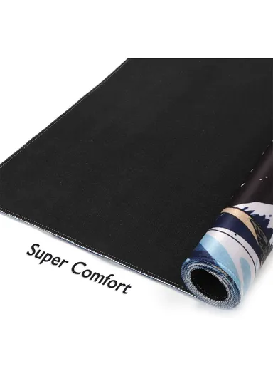 Patterned Super Large Size Soft Rubber Non-slip Gaming Mouse Pad (L40 x W90 x H0.2)cm - Black