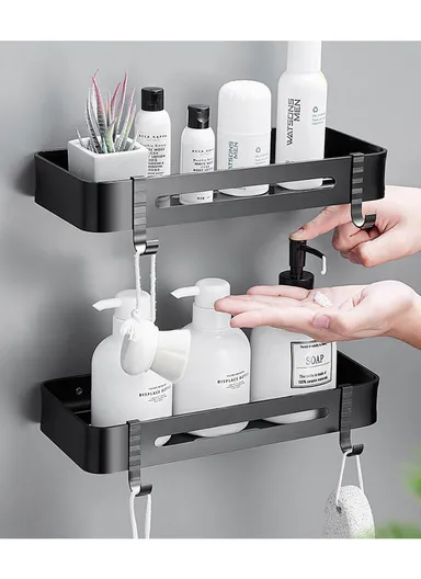 Two-Layer Bathroom Shower Gel Shampoo Organizer Kitchen Spice Storage Rack (L32 x W12 x H4.5)cm - Rectangle