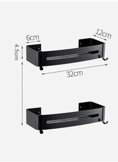 Two-Layer Bathroom Shower Gel Shampoo Organizer Kitchen Spice Storage Rack (L32 x W12 x H4.5)cm - Rectangle