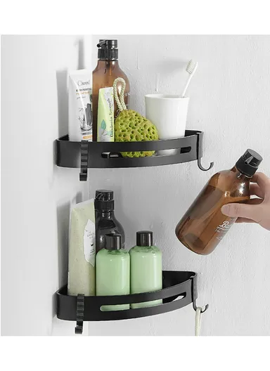 Two-layer Bathroom Shower Gel Shampoo Organizer Kitchen Spice Storage Rack (L29 x W22 x H4.5)cm - Triangle