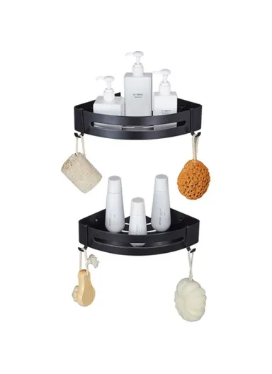 Two-layer Bathroom Shower Gel Shampoo Organizer Kitchen Spice Storage Rack (L29 x W22 x H4.5)cm - Triangle