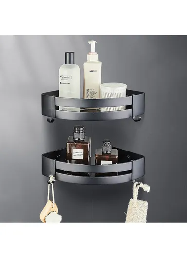 Two-layer Bathroom Shower Gel Shampoo Organizer Kitchen Spice Storage Rack (L29 x W22 x H4.5)cm - Triangle