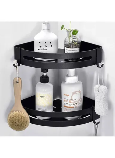Two-layer Bathroom Shower Gel Shampoo Organizer Kitchen Spice Storage Rack (L29 x W22 x H4.5)cm - Triangle