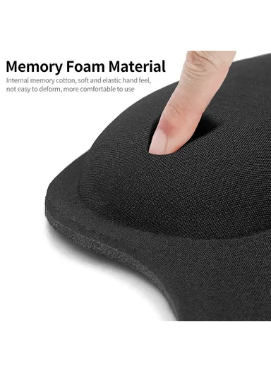 25 x 23cm Anti-slip Office Gaming Mouse Pad with Memory Foam Wrist Pad Smooth Movement Accurate Positioning Mouse Cushion - Black