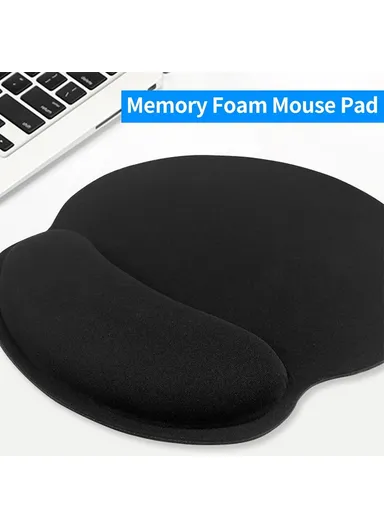 25 x 23cm Anti-slip Office Gaming Mouse Pad with Memory Foam Wrist Pad Smooth Movement Accurate Positioning Mouse Cushion - Black