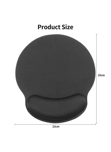25 x 23cm Anti-slip Office Gaming Mouse Pad with Memory Foam Wrist Pad Smooth Movement Accurate Positioning Mouse Cushion - Black