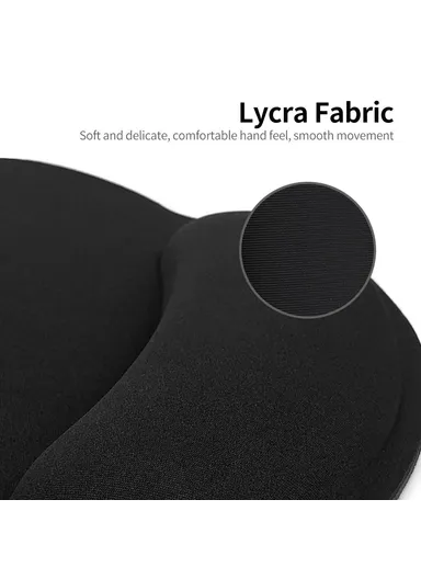 25 x 23cm Anti-slip Office Gaming Mouse Pad with Memory Foam Wrist Pad Smooth Movement Accurate Positioning Mouse Cushion - Black