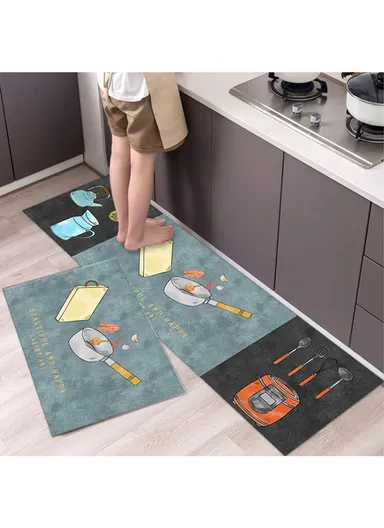2 Pcs Non-Slip Anti-Fatigue Kitchen Floor Mat Set QYSC-283