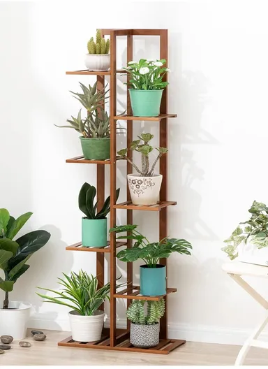 7 Layers Bamboo Planter Display Shelf Flower Pot Organizer Rack Plant Stand (L22 x W45 x H145)cm