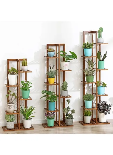 7 Layers Bamboo Planter Display Shelf Flower Pot Organizer Rack Plant Stand (L22 x W45 x H145)cm
