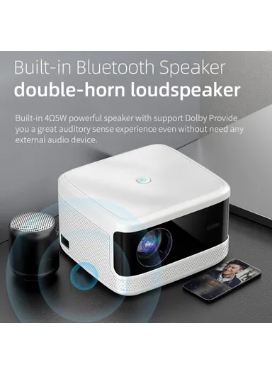 Smart WiFi HD Portable Projector Home Theater Built-in WIFI, Bluetooth Speaker 1920X1080P Support Android 9.0, 1+8GB, &amp; IOS T40 